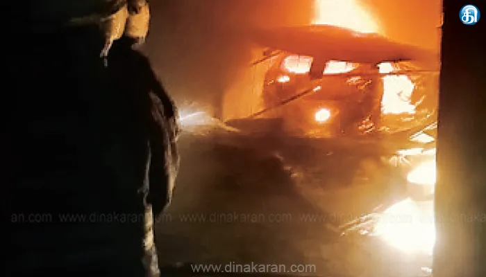 கிளாம்பாக்கம் அருகே கார் பழுது பார்க்கும் கடையில் தீ விபத்து