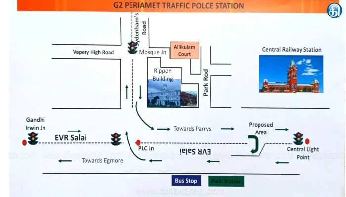 ரிப்பன் கட்டடம் அருகே போக்குவரத்து நெரிசலைக் குறைக்க U Turn வசதி