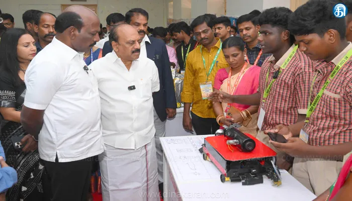 சென்னை அண்ணா பல்கலைக் கழகத்தில் புத்தாக்க கண்டுபிடிப்பு கண்காட்சியை தொடங்கி வைத்தார் அமைச்சர் அன்பரசன்