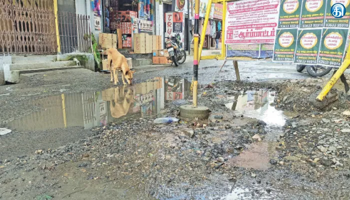பெரிய கடை வீதியில் குழாய் உடைந்து வீணாகும் குடிநீர்