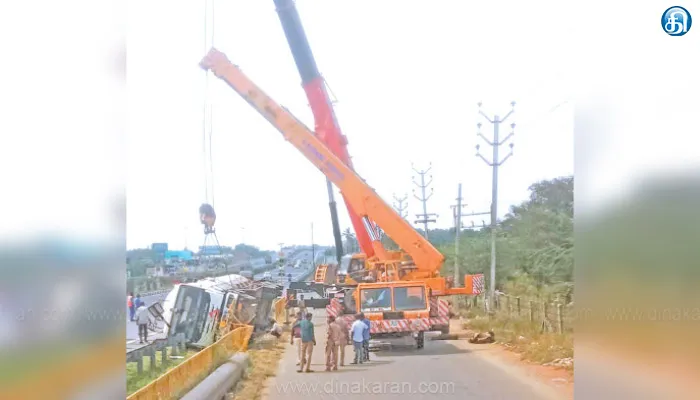 திருப்பூர் அருகே வெல்டிங் காஸ் டேங்கர் லாரி கவிழ்ந்து விபத்து