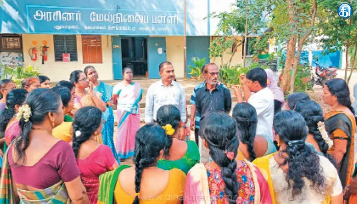 அரசு பள்ளியை சூறையாடிய விவகாரத்தை கண்டித்து ஆசிரியர்கள் வகுப்பு புறக்கணிப்பு போராட்டம்: புதுப்பட்டினத்தில் பரபரப்பு