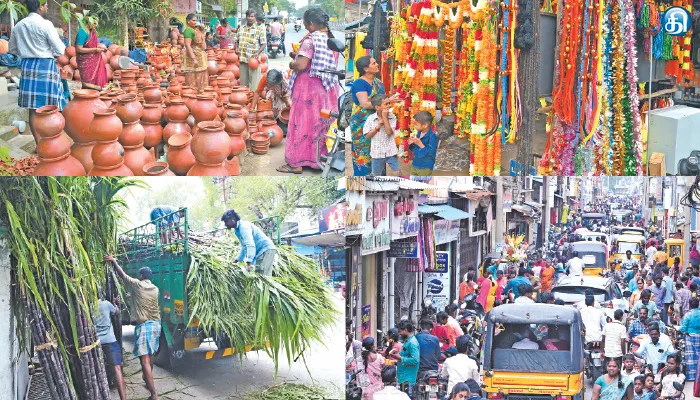 தமிழர்களின் பாரம்பரிய பண்டிகையான பொங்கல் பண்டிகை பொருட்கள் விற்பனை களைகட்டியது