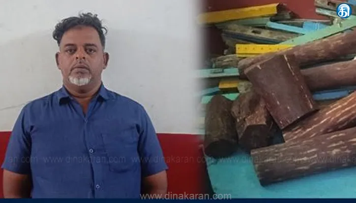 சென்னை வியாசர்பாடி அருகே வீட்டில் பதுக்கி வைத்திருந்த 960 கிலோ செம்மர கட்டைகள் பறிமுதல்!!
