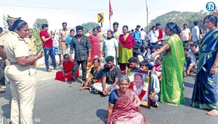 ரியல் எஸ்டேட் அதிபர் கொலை வழக்கு குற்றவாளியை கைது செய்யக்கோரி உறவினர்கள் திடீர் மறியல்