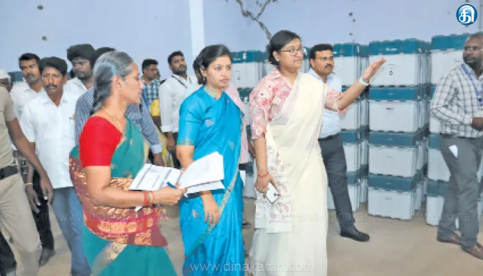 ஆற்காடு ஒழுங்குமுறை விற்பனை கூடத்தில் மின்னணு வாக்குப்பதிவு இயந்திர குடோனில் பாதுகாப்பு ஏற்பாடுகள்