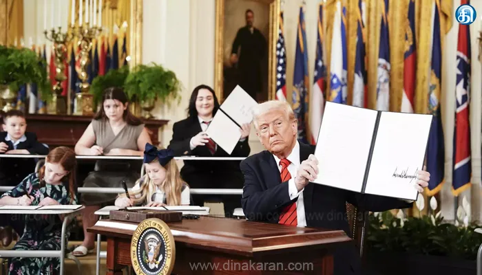 அமெரிக்காவில் கல்வித்துறையை கலைக்கும் உத்தரவில் டொனால்டு டிரம்ப் கையெழுத்து