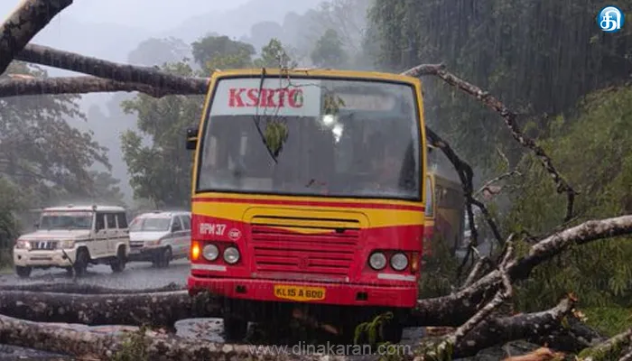சபரிமலை பக்தர்கள் சென்ற KSRTC பேருந்து மீது மரம் விழுந்து விபத்து!