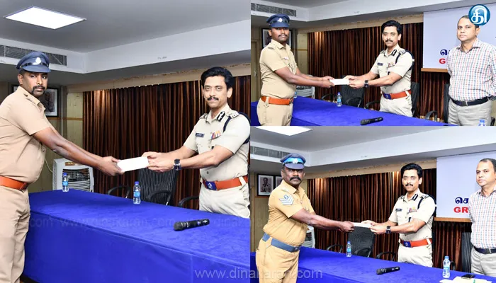 மெரினாவில் தற்கொலைக்கு முயன்ற 2 பெண்களை மீட்ட காவலர்களுக்கு காவல் ஆணையர் பாராட்டு