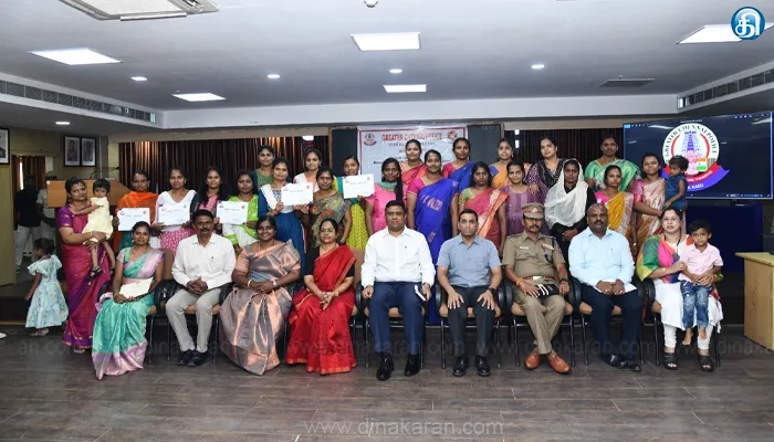 காவல் ஆளிநர்கள் குடும்பத்தினருக்கு கணினி, தையல் பயிற்சி வகுப்புகளில் சான்றிதழ்கள் வழங்கி பாராட்டு