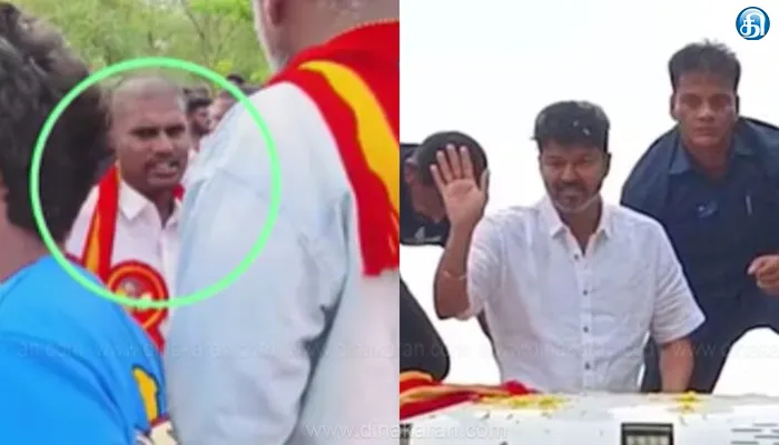 பணியில் பெர்மிஷன் போட்டுவிட்டு விஜய்க்கு மாலை அணிவித்த போலீஸ்காரர் சஸ்பெண்ட்