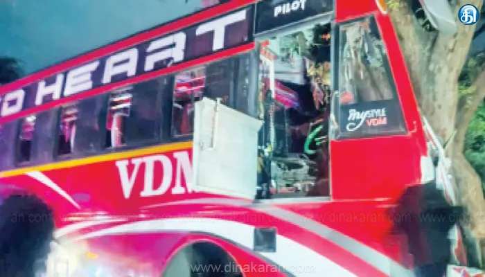 அணைக்கட்டு அருகே மரத்தில் பஸ் மோதி 22பேர் காயம்