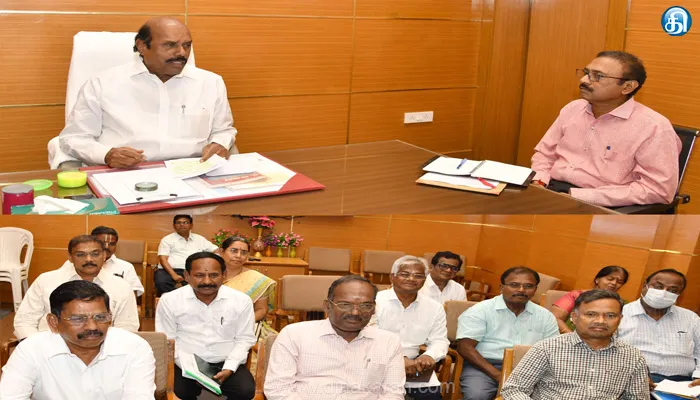 நெடுஞ்சாலைத்துறை பணிகள் தொடர்பாக ஆய்வு செய்து அறிவுரைகள் வழங்கினார் அமைச்சர் எ.வ.வேலு..!!