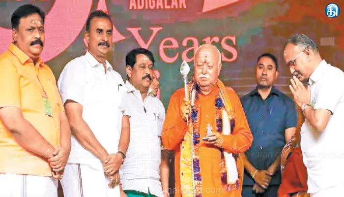 ஆர்எஸ்எஸ் நூற்றாண்டு விழாவில் வேலுமணி பங்கேற்றதால் பரபரப்பு: மோகன் பகவத்துக்கு முருகன், வேல் சிலை பரிசு
